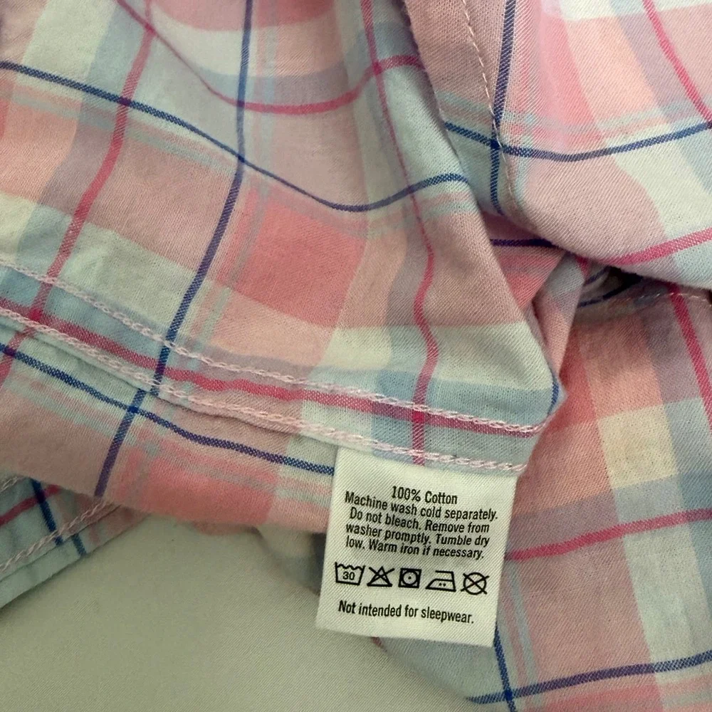 Janie and Jack Toddler Boys Pink Blue Plaid Button Down Shirt 18-24 Months